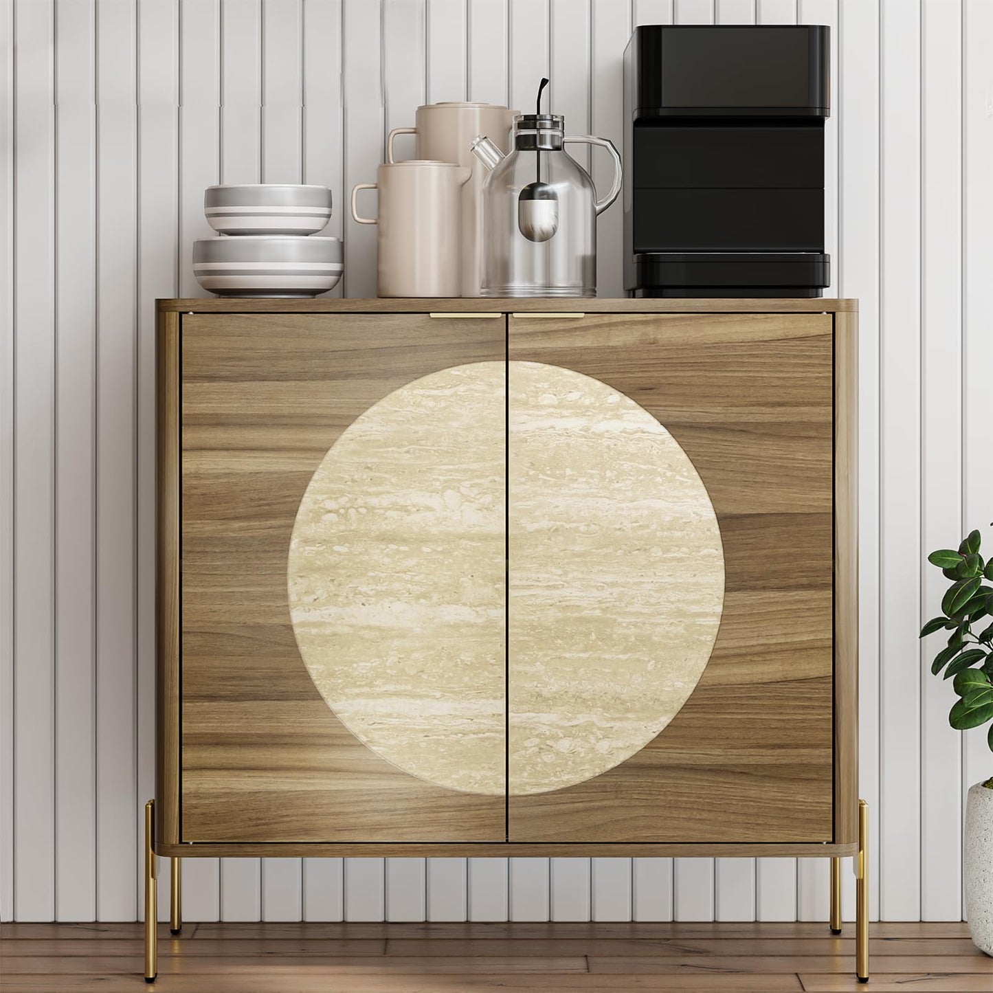 Morwdxef Modern Sideboard Cabinet with 2 Doors and Adjustable Shelves, Sideboard Buffet Cabinet with Storage, Storage Console for Kitchen, Coffee Bar, Entryway