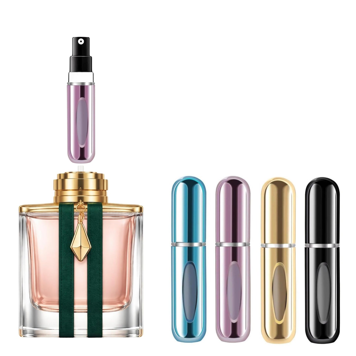 4 Pcs Refillable Perfume Atomizer, Travel Perfume Bottle Refillable and Leak-Proof, Portable Empty Cologne Atomizer, Mini Refillable Perfume Bottle for Pocket, Easy to Refill Decant Sprayer (10 ml)