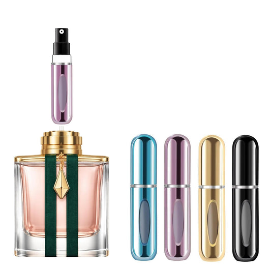 4 Pcs Refillable Perfume Atomizer, Travel Perfume Bottle Refillable and Leak-Proof, Portable Empty Cologne Atomizer, Mini Refillable Perfume Bottle for Pocket, Easy to Refill Decant Sprayer (10 ml)