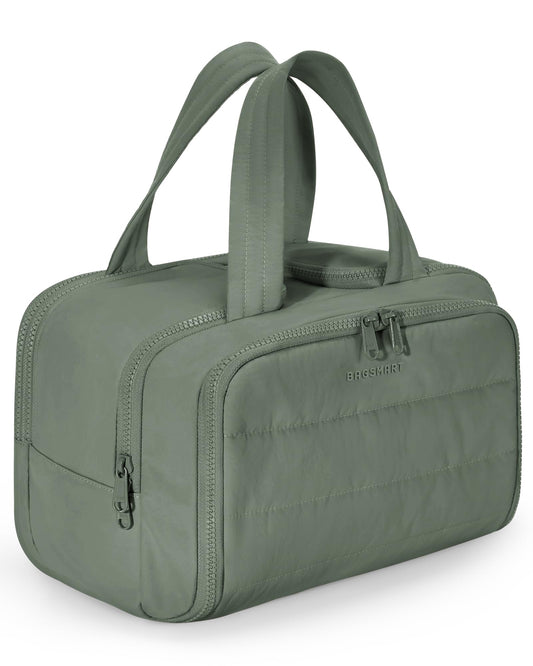 BAGSMART Travel Toiletry Bag, Crush Toiletry Bag for Women, Wide-open Puffy Toiletry Bags for Traveling, Large Travel Cosmetic Makeup Bag Organizer for Accessories,Toiletrie (Haze Green)