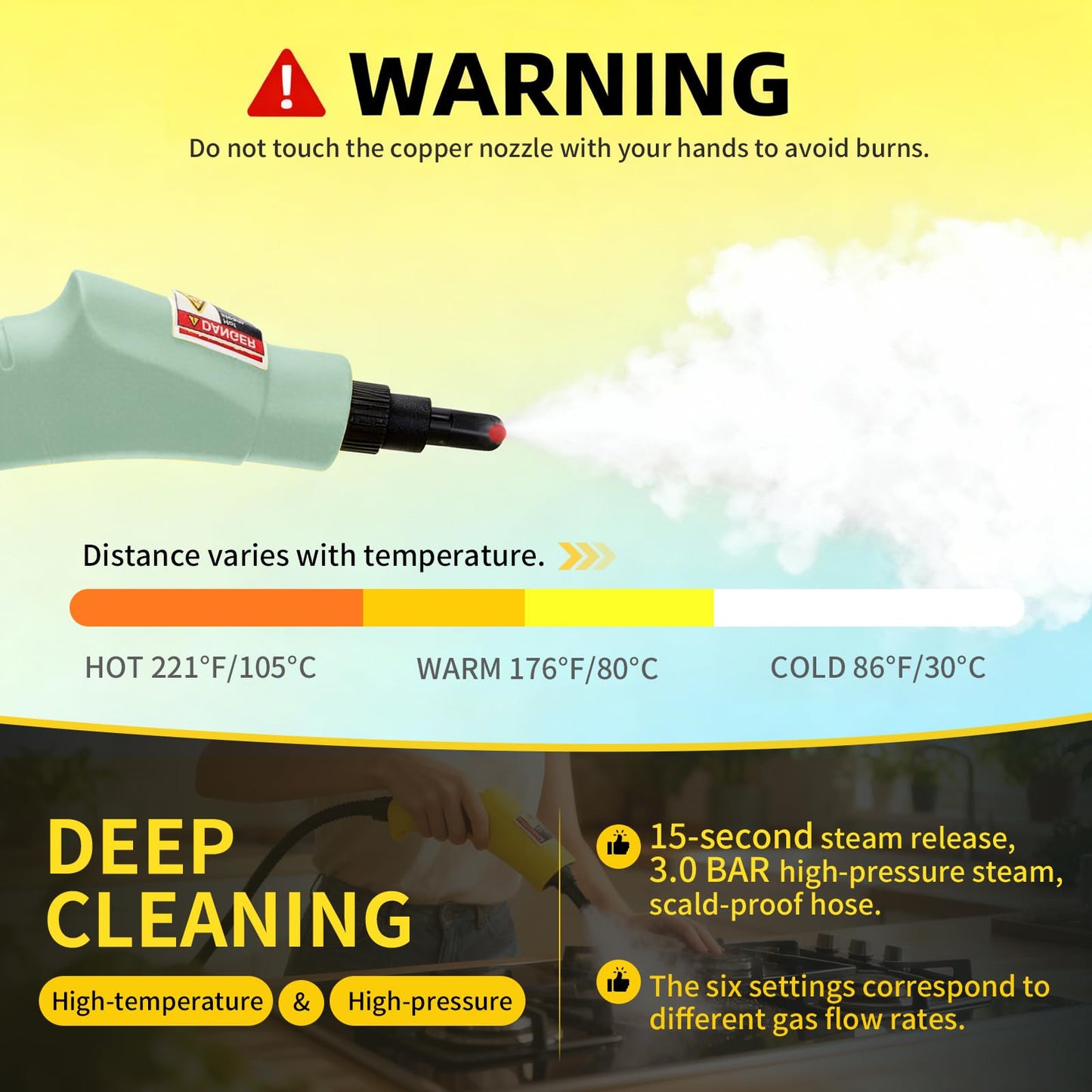 Steam Cleaner,15s Heat-Up,1.1L Tank,6-Level Adjustable Handle,2500W Steamer for Cleaning,Portable Steamer for Home with 13PCS Accessories, High-pressure steamer for Home,Car,Dirt,Grease,Grout,Couch