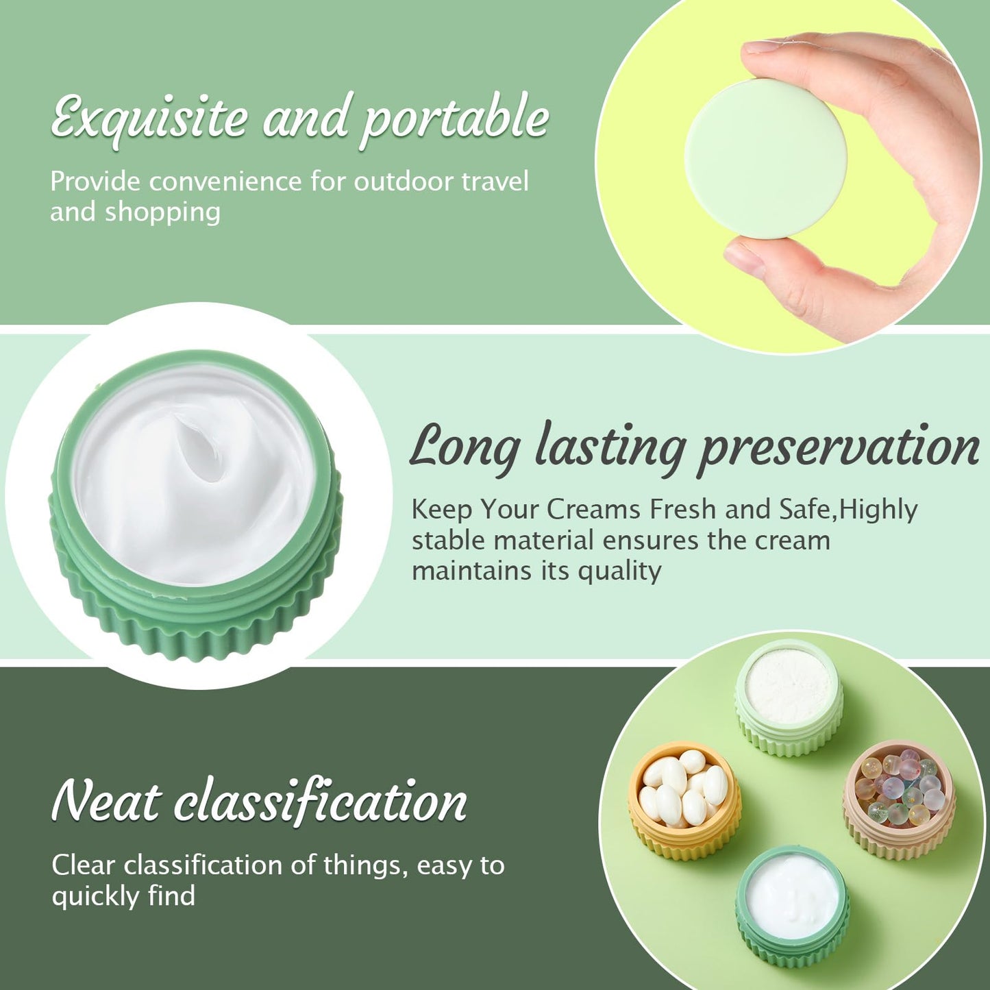 Maxcheck 8 Pcs Travel Containers for Toiletries 0.68 Oz/20 ml Small Silicone Cream Jar with Lid Mini Leakproof Lotion Jar Refillable Travel Cosmetic Container for Face Body Skin Cream (Fresh Color)