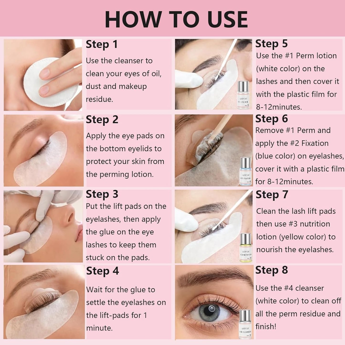 LUCKY CAT 2026 Lash Lift Kit, Professional Eyelash Perm Kit for Safe & Lasting Perming, Curling and Lifting Eyelashes, Easy for Beginner, Lash Lifting DIY Set for Salon-Quality at Home