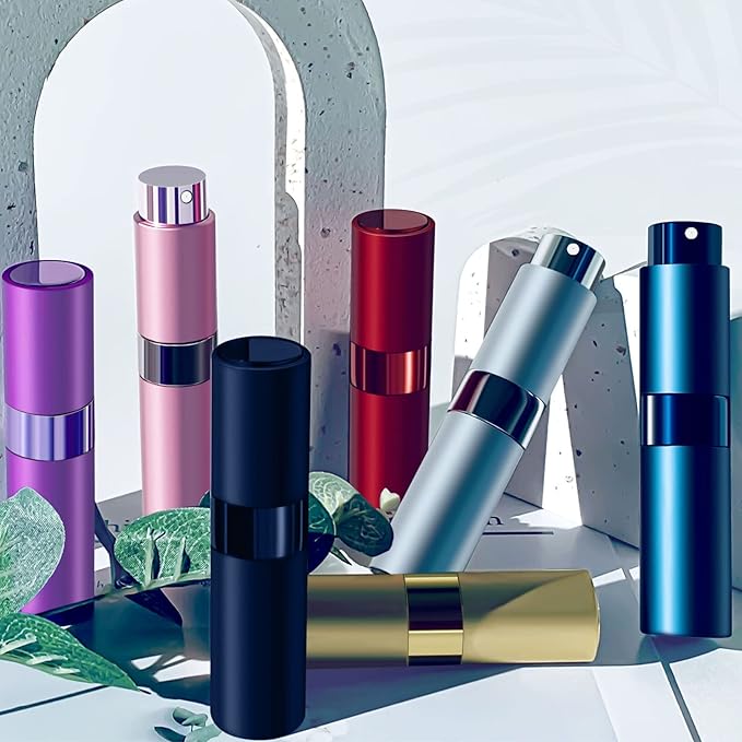 2 PCS/8ml Portable Mini Perfume Atomizer bottles, Empty Refillable Spray Bottle with 3 Types of Refill Tools, Pocket Travel Perfume Sample Bottles(Blue)