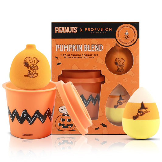 Profusion Cosmetics Peanuts Pumpkin Blend Sponge Set with Holder, Versatile Tool for Smooth Makeup Application, Achieve Ideal Blending