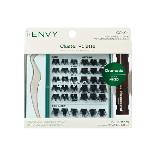 i-ENVY Cluster Palette Kit, DIY Lash Makeup, Customizable Under Lash Extension Layering All in One Convenience, Mini Applicator & Mascabond Glue Included (Dramatic)