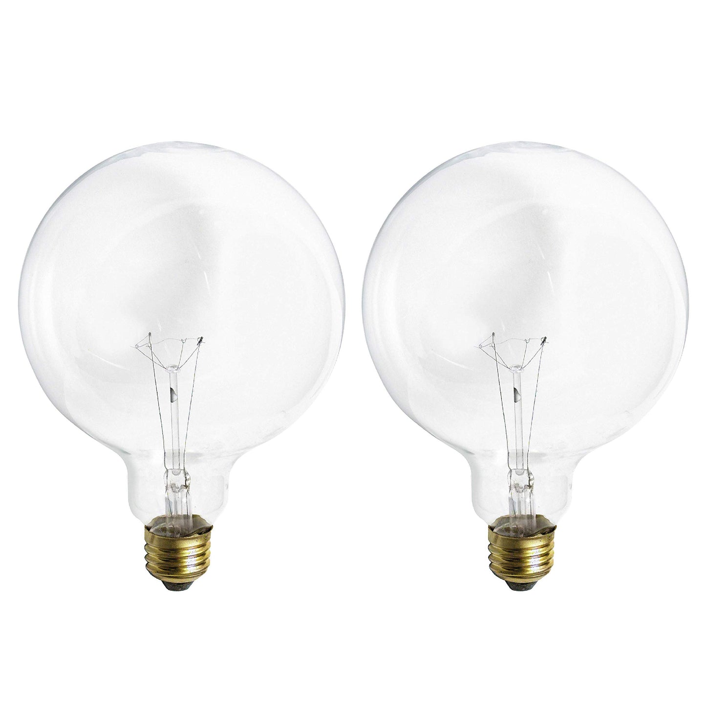 KOR Incandescent Light Bulbs, 25 Watt, 2700K Soft Light, G40 Decorative Globe Light Bulbs, E26 Medium Base, Decor, Pendant, Bathroom/Vanity Mirror Makeup, Dimmable, Crystal-Clear, 2 Pack