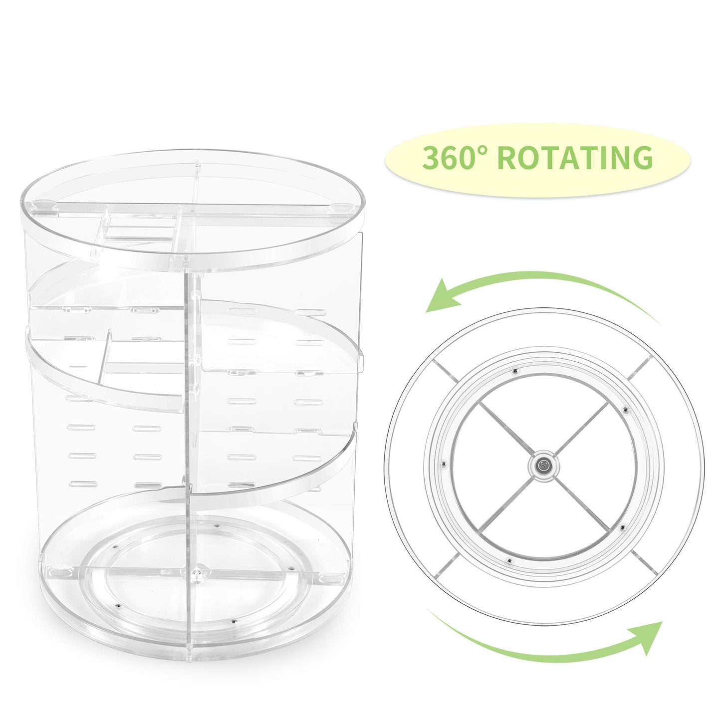 COYAHO 360 Rotating Makeup Organizer, Spinning Countertop, Cosmetic Holder Shelf, Make Up Organizers and Storage for Bedroom, Transparent