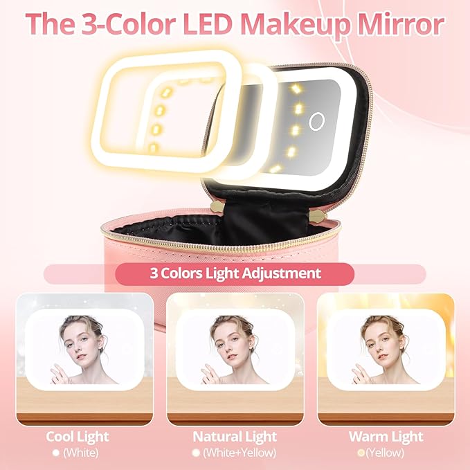 Mini Initial Makeup Bag With Led Mirror With Lights Gifts For Women Girls, Small Makeup Box For Travel Gift, Cosmetic Bag Make Up Organizer Personalized Bags Birthday Christmas Gifts For Womens (X)