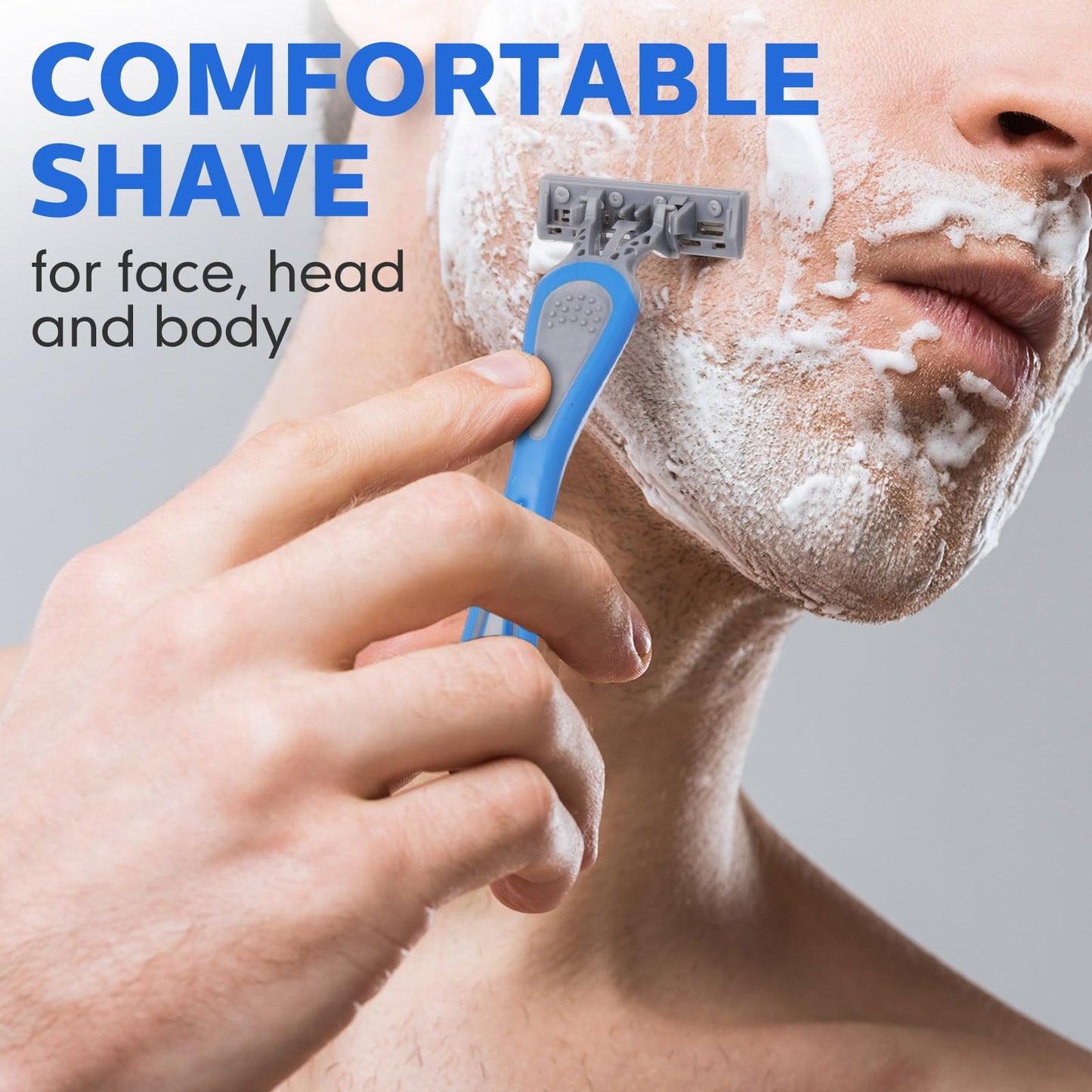 Leriton 60 Pcs Mens Disposable Razors Bulk 3 Blade Sensitive Skin Shaving Razor Long Blade for Hotel Spa Travel