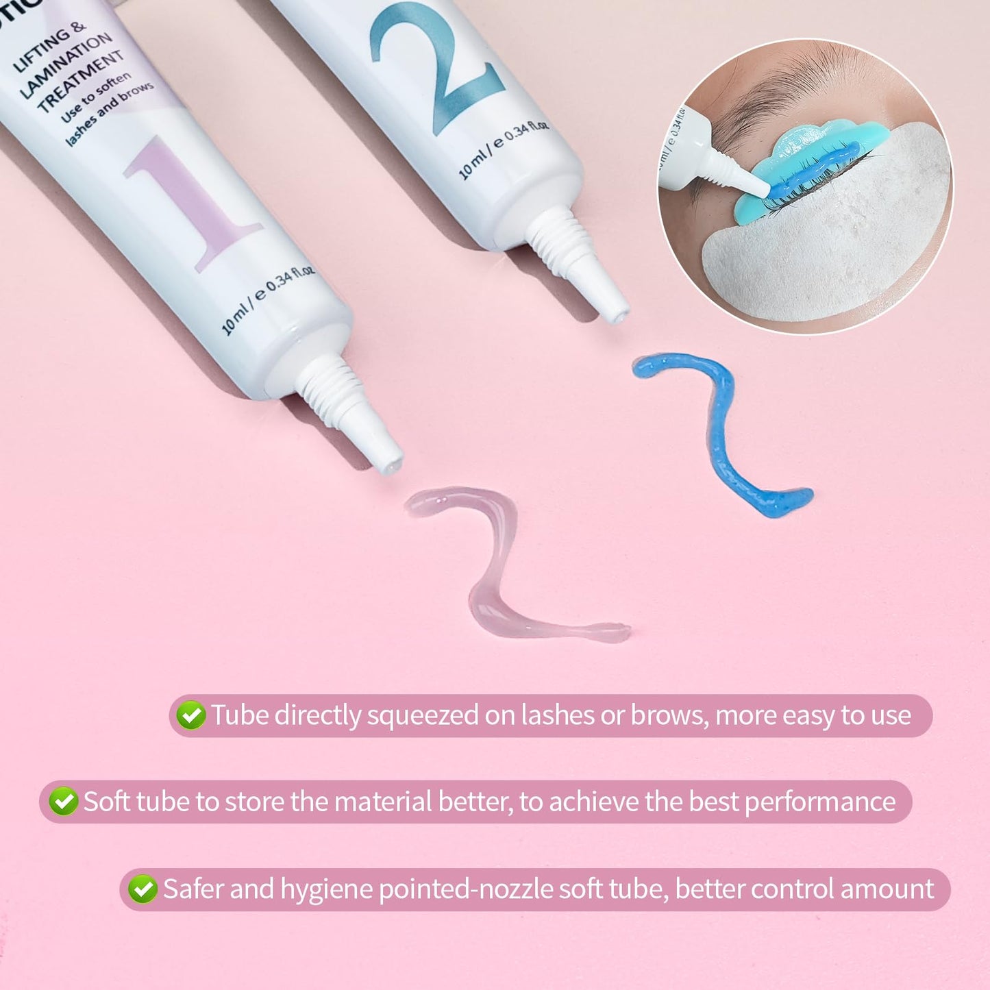 Lomansa Korean Lash Lift Kit, Eyelash Lift Kit for Long-Lasting Curl, 2 Step Tube Lotion with Natural Lifting Salon Quality