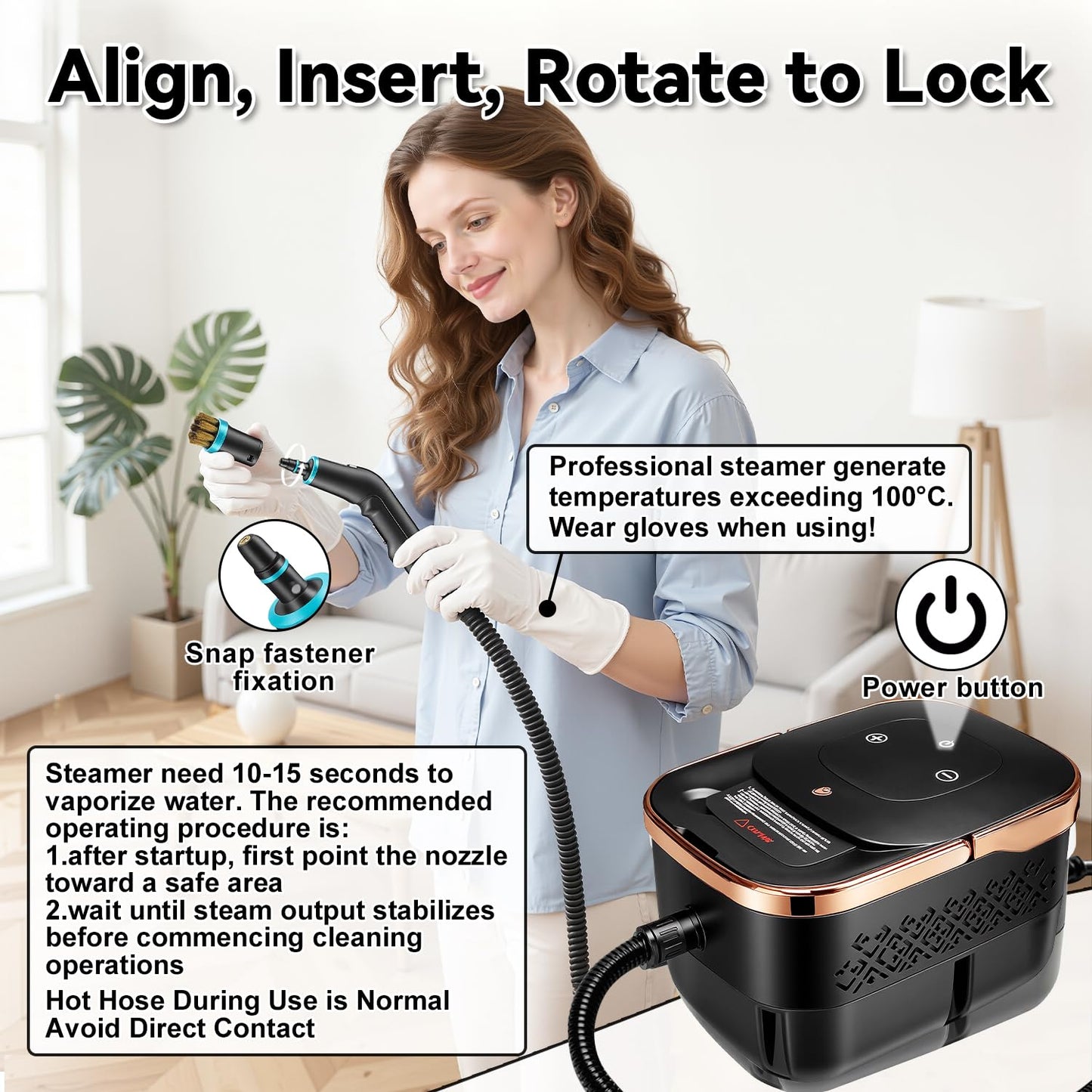Steam Cleaner, 2500W Portable Handheld Steamer for Cleaning, Large Capacity Tank Pressurized Steam Cleaning Machine for Home, Car, Bathroom, Kitchen, Furniture, Grout, Floor, Tile