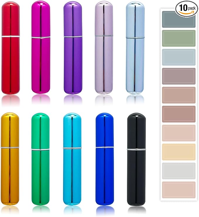 Perfume Travel Refillable Atomizer, 10Pcs Mini Perfume Atomizer Refillables, Scent Pump Case, Small Perfume Spray (5ml)