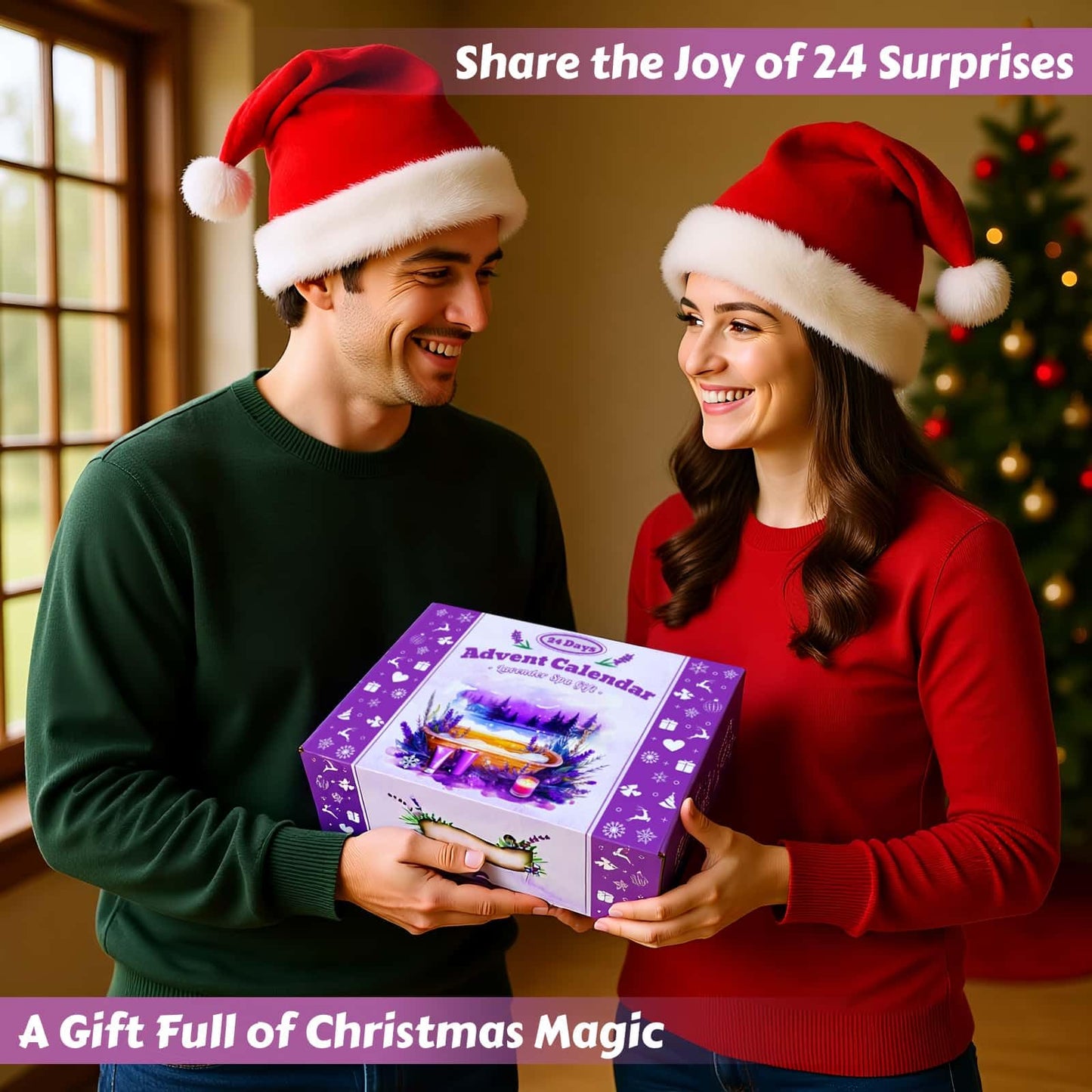 Advent Calendar 2026 Adult Women -24 Days of Christmas Advent Calendar for Mom, Wife, Girlfriend, Sister, Her - Lavender Spa Gifts Basket Set Includes Coffee Mugs, Scented Candle, Bath Salt, Soap