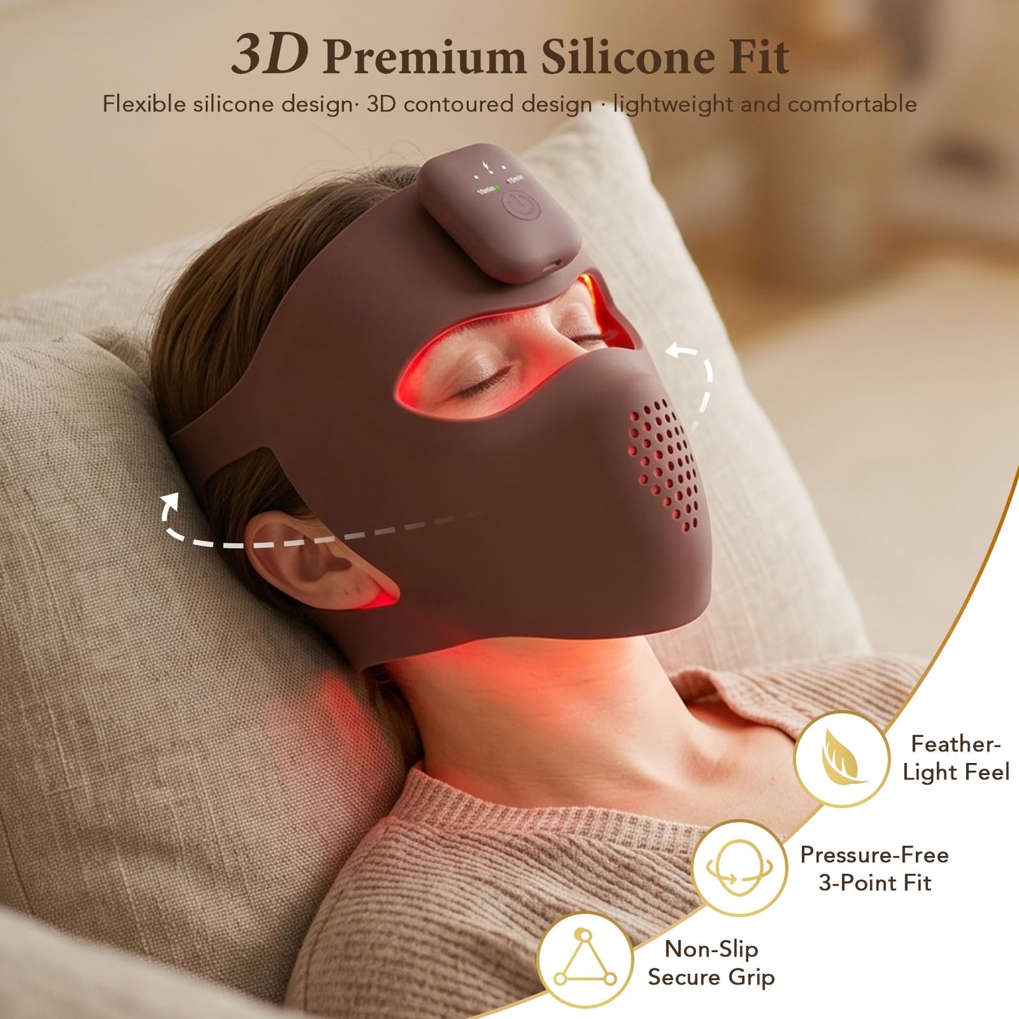 Hottoerak 4D Red Light Mask for Face with Red & Blue Light Modes, Cordless Rechargeable LED Face Mask, Dual Controllers, 10/15 Min Timer for Daily Use