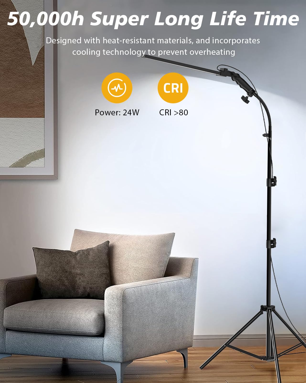 Photography Lighting Kit with Stand & Flexible Soft Tube - 180° Adjustable LED Studio Fill Light, 2M Tripod Stand, 5500K Daylight for Barber, Tattoo, Makeup & Content Creator Photo Video Lighting
