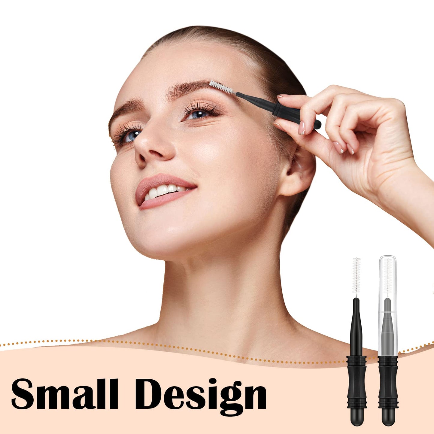 Vesici 200 Pcs Micro Eyebrow Brush with Cap, Multifunctional Brow Lamination Brush Eyelash Comb Lash Eyebrow Spoolie Lash Lift Mascara Tools for Eyelashes Extensions and Eyebrows(Black)