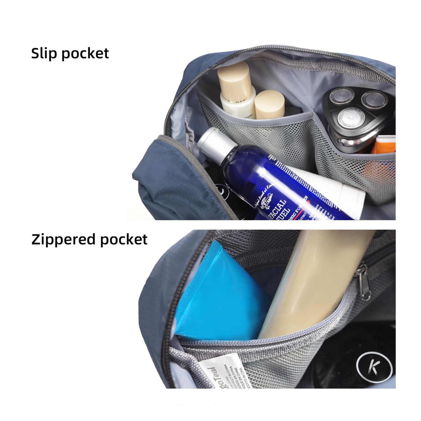 kalgoTeal Travel Toiletry Bag 8L, Large Packing Cube with Waterproof TPU Wet/Dry Compartment