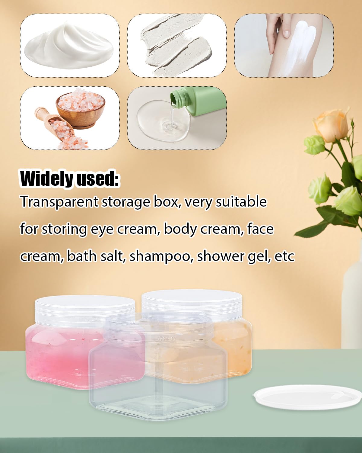 Clear Storage Jars, 16 Pcs 5 Oz Plastic Jars With Lids Plastic Containers With Lids For Lotion, Cream, Body Butter, Makeup, Ointments (Clear)