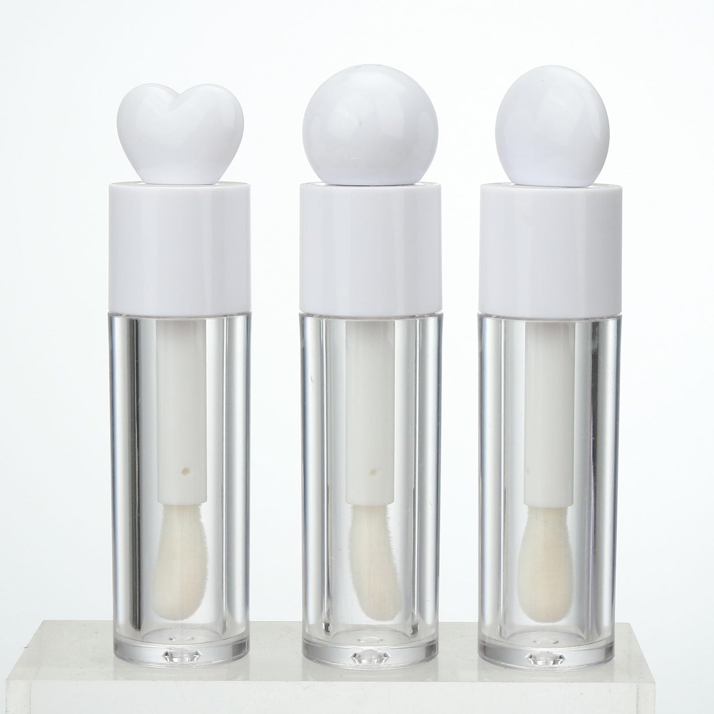 COSIDEA 16pcs 6ml 0.2oz Round White empty lip gloss tubes with large wand for DIY Ball shape lipgloss containers