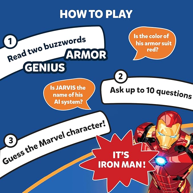 Skillmatics Guess in 10 Marvel, Card Games, Christmas Stocking Stuffers for Boys, Girls, Kids, Teens, Adults Who Love Avengers, Spiderman, Iron Man, Travel Toys, Gifts for Ages 8, 9, 10 and Up