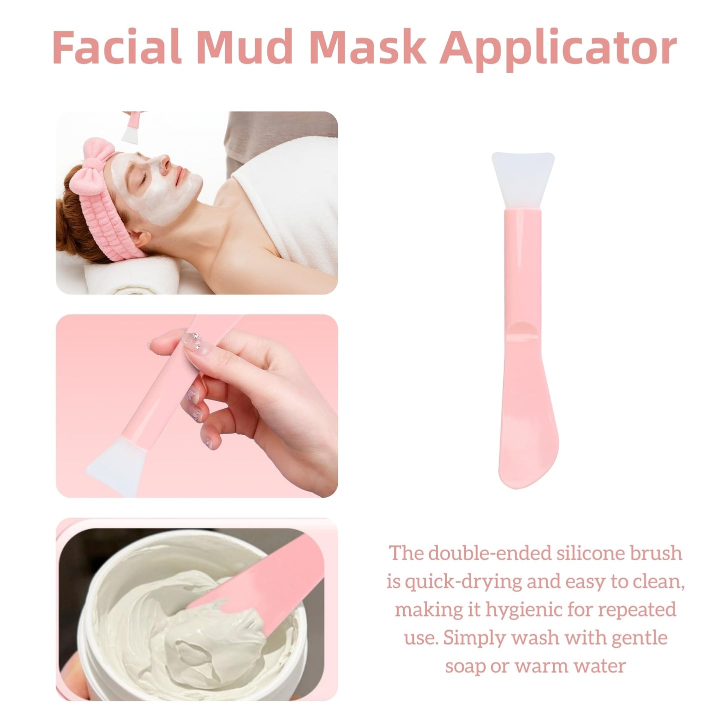 7 Pcs Esthetician Supplies Set for Facials - 2 Gold Facial Bowls, 1 Facial Fan Brushes, 1 Flat Brush, 1 Pink Facial Headbands, 1 Silicone Facial Cleansing Brush, Clear Cosmetic Bag