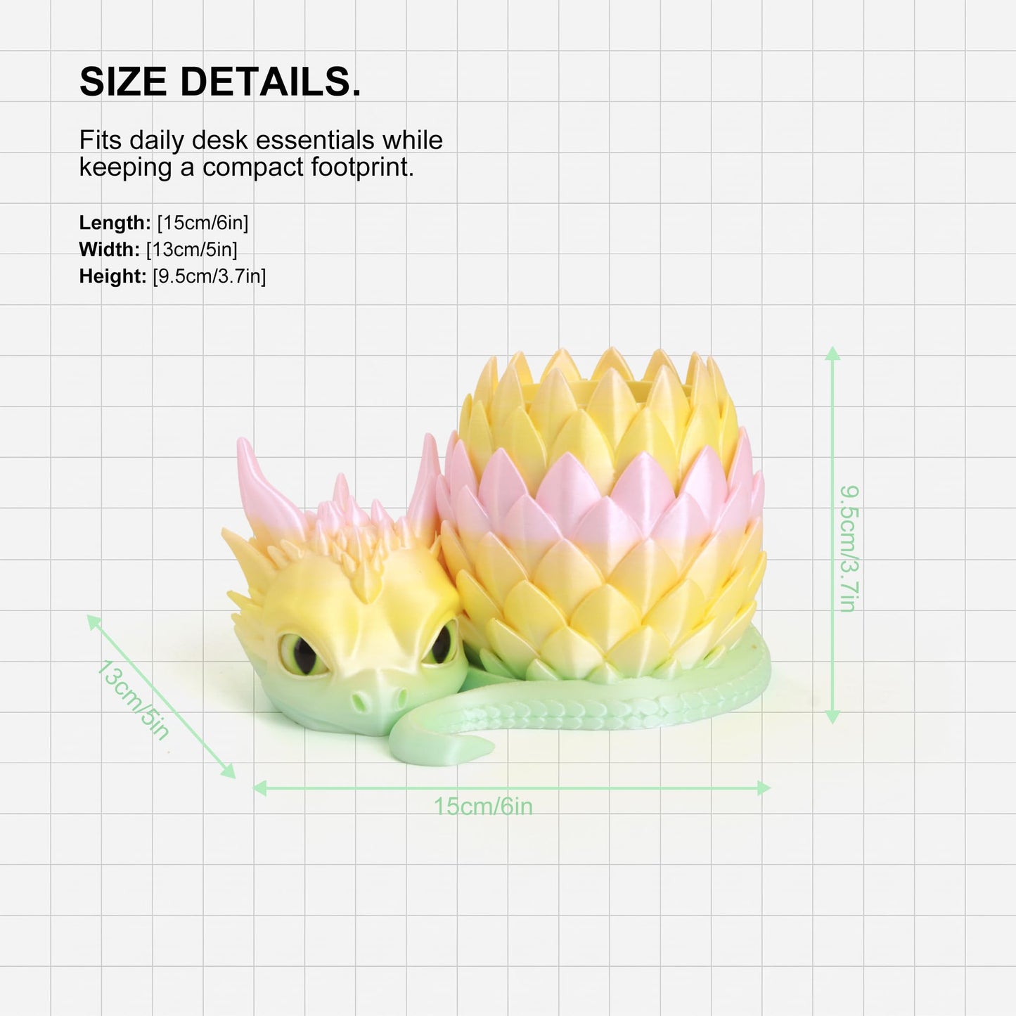LehuoMaker 3D Printed Dragon Pencil Holder for Desk, Removable Dragon Egg Pen Holder, Cute Pencil Cup Desk Organizer for Pens, Pencils, Paper Clips, Makeup Brushes, Fantasy Desk Decor Gift for Kids