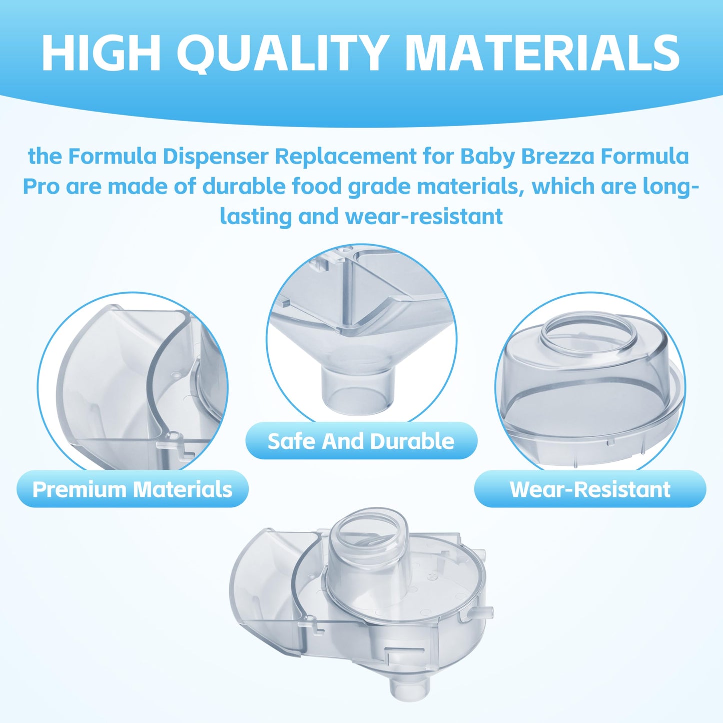 Funnel & Cover Replacement, for Baby Brezza Formula Pro Advanced & Pro Advanced WiFi, 2 Pack