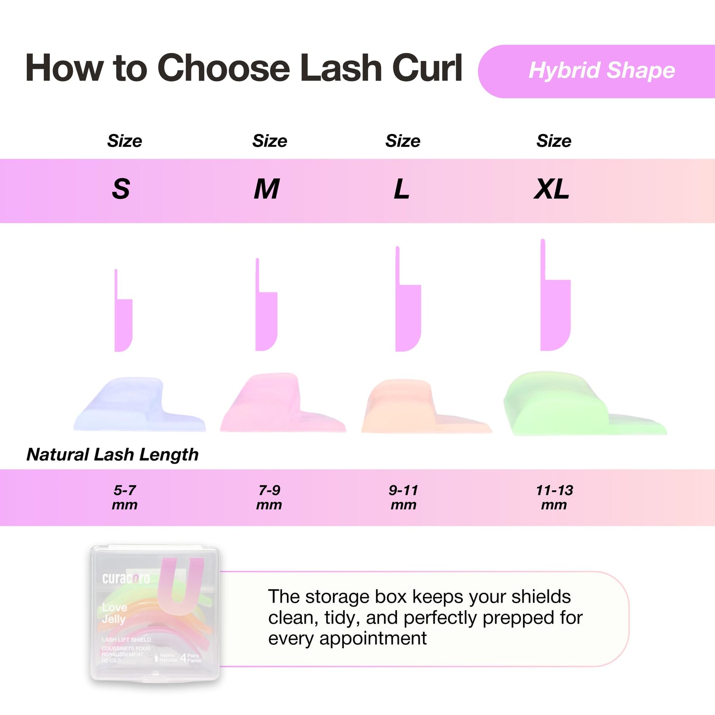Curacoro Lash Lift Shields, 8 Pcs/4 Sizes Eyelash Perm Pad, Lash Rods for Eyelash Curling and Lifting, Reusable Silicone Tools for Perm Lamination