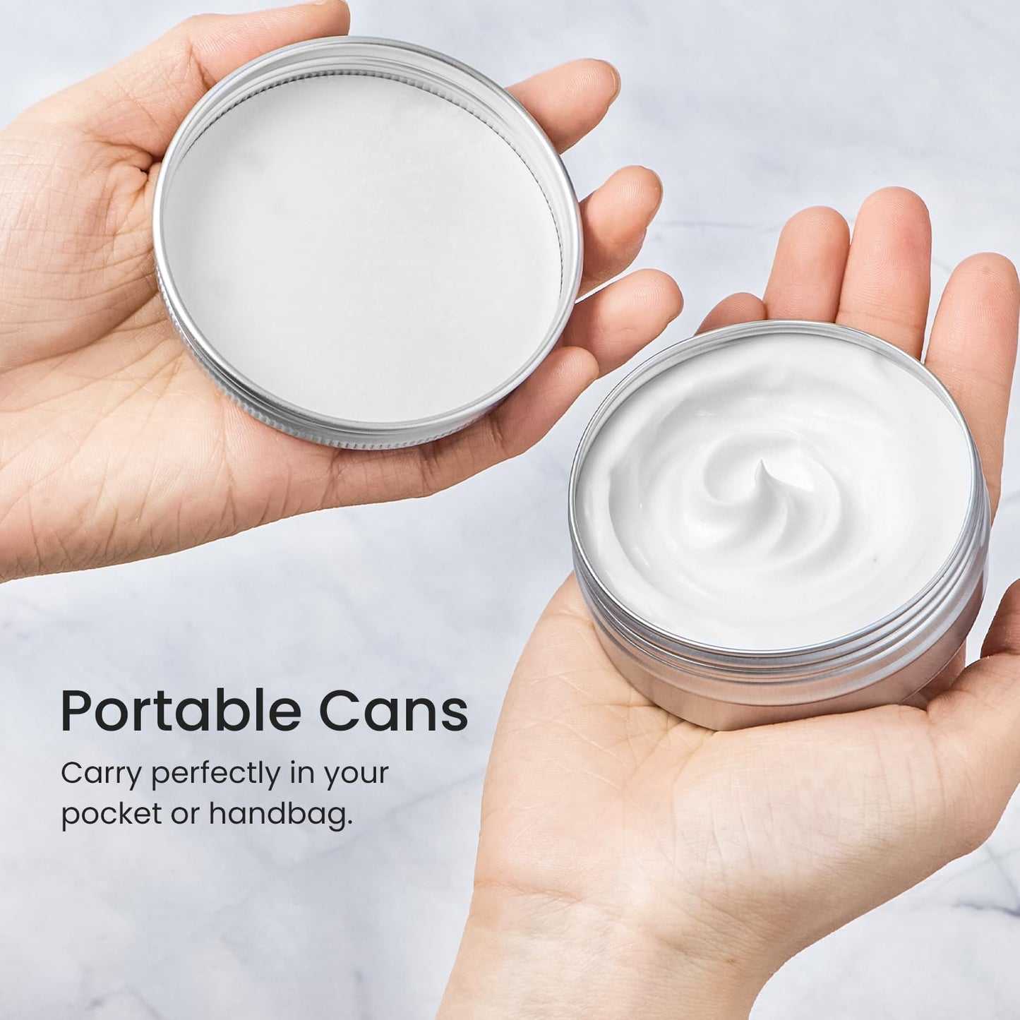 TUZAZO 24Pack 2 Oz Aluminum Tin Cans with Screw Lid and Labels, Refillable Travel Sized Cosmetic Containers Small Tins for Salves, Lotion Bars, Beard Balms, Candles