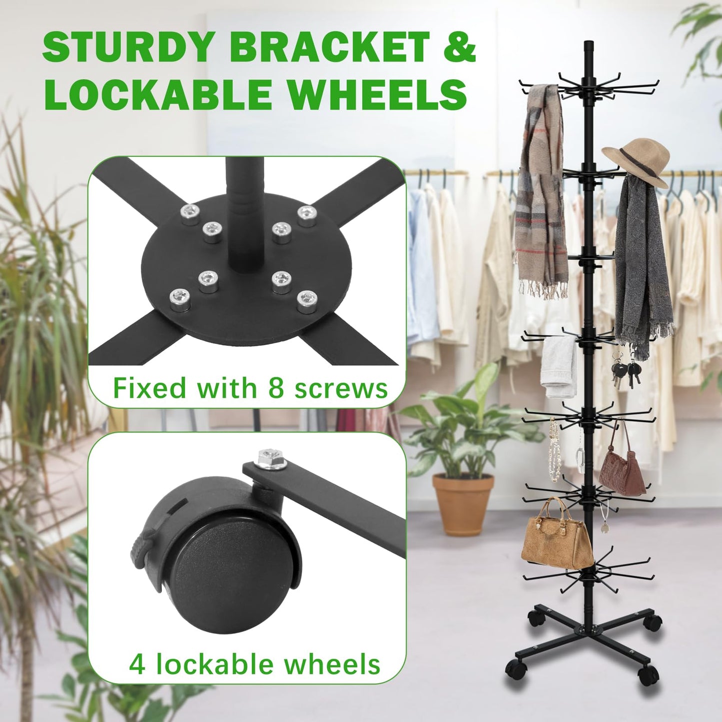 Qufiona Retail Display Stand, 7 Tier Rotating Display Stand for Vendor Events Spinning Display Stands Rack for Craft Shows, Jewelry, Keychain, Earring, Ornament