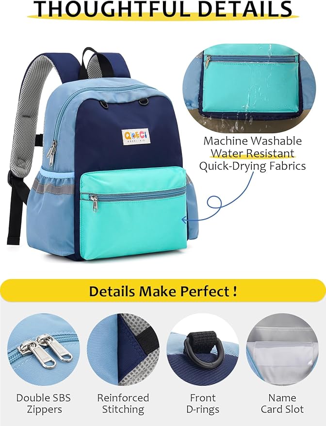 Toddler Backpack for Boys Girls 2-5, Kids Preschool Backpack, 13inch Little Kids Backpack Daycare School Bookbag for Kindergarten Elementary School Travel,Mint Blue