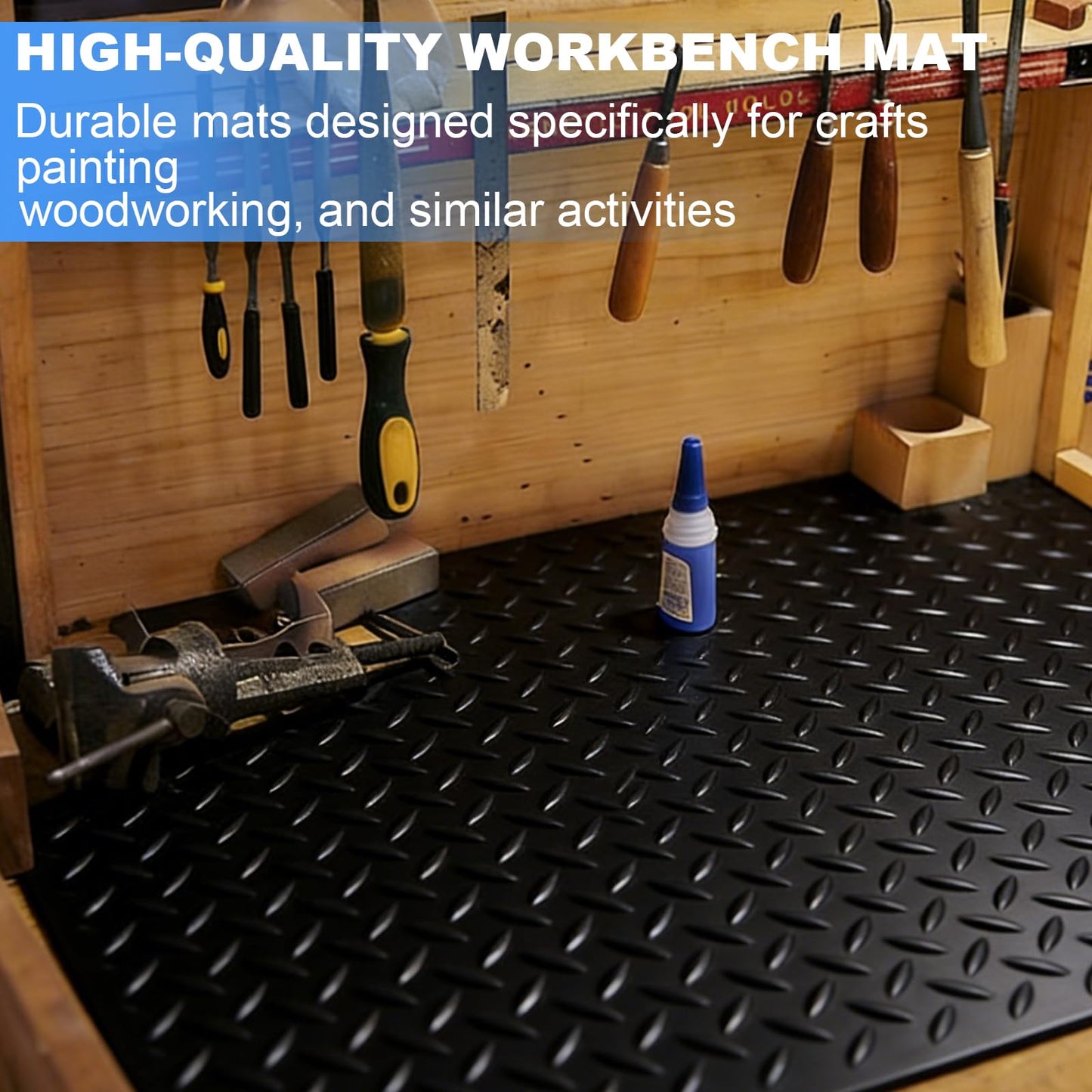 16.5" x 48" Work Bench Mat, Anti Slip Durable Craft Mat, Essential Workbench Accessories for Woodworking, Painting & DIY Craft Projects, Protective Non-Slip Mat for Workbenches & Tables