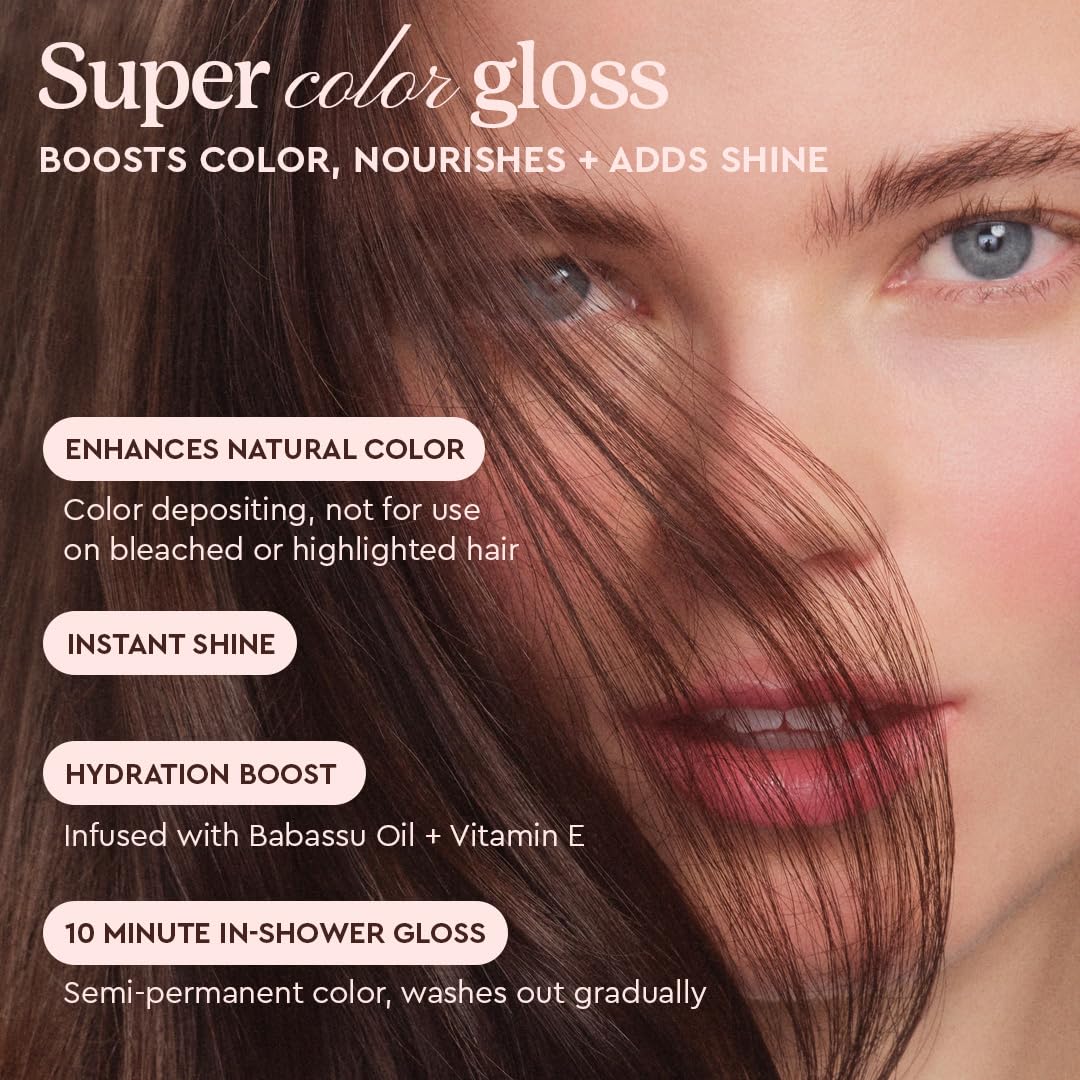 Glaze Supergloss Color Conditioning Gloss – Hydrating Semi-Permanent Color Hair Gloss & Shine Boost – For Natural Dark Brown Hair – 6.4 Fl Oz - Sleek Espresso