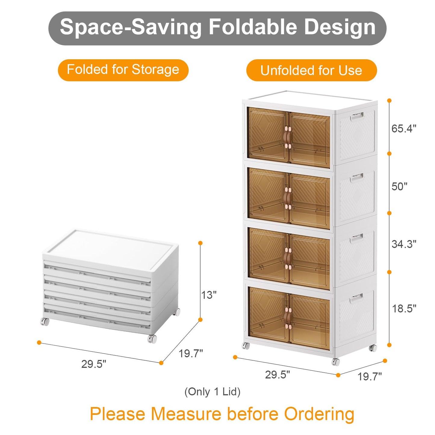 UAMFURI 700QT Stackable Storage Bins with Lids, Storage Cabinet with Wheels