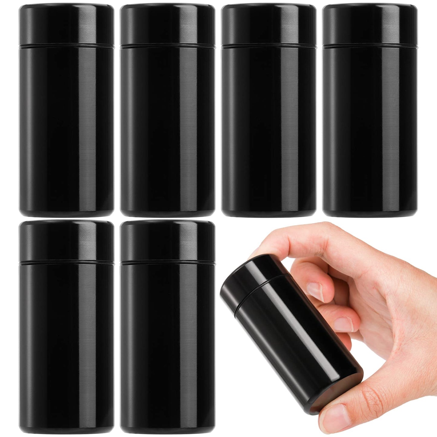 Dicunoy 6 Pack Small Storage Jars, 1.4 oz Mini Bottles Containers with Lids, Portable Metal Waterproof Canisters, Tea Preserve Tins for Spices, Traveling