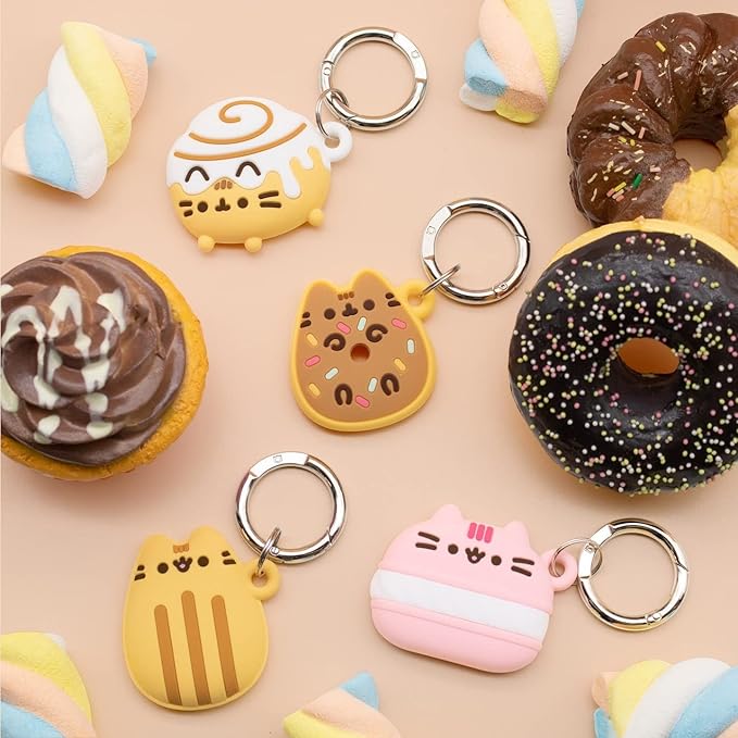 iFace x Pusheen Café Series Silicone Protective Cover [ Compatible with Apple AirTag][Cute Character Case] [Carabiner Keychain Clip Included] - Madeleine
