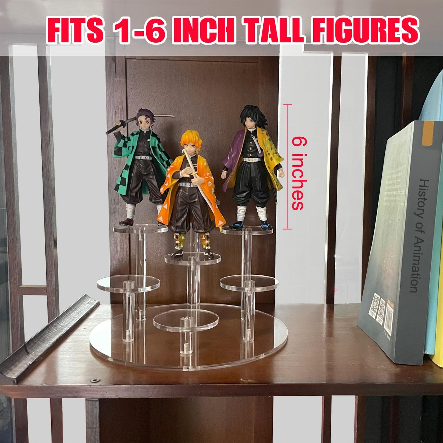 Eco Moda Acrylic Display Stand - 7-Tier Action Figure Stand - Multilevel Acrylic Risers for Display - Collection Organizer Holder for Figures, Collectibles, Toys and Dolls, Jewelry (Round-Clear8.8)