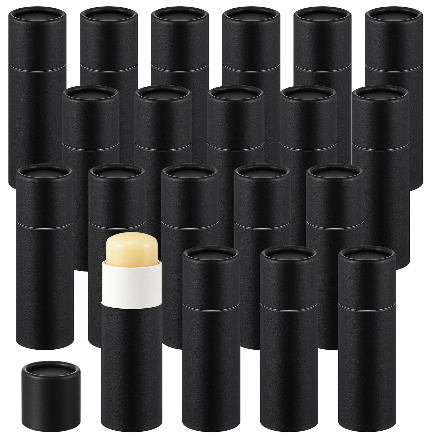 Teenyyou 20 Pcs 1oz Empty Paperboard Deodorant Containers Kraft Cardboard Deodorant Tubes Push-up Lip Balm Tubes Solid Perfume Container Lotion Sticks Jars for DIY Homemade Cosmetic Samples,Black