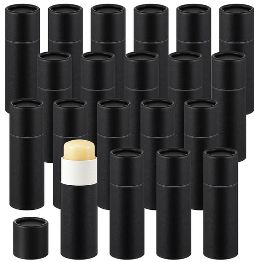 Teenyyou 20 Pcs 1oz Empty Paperboard Deodorant Containers Kraft Cardboard Deodorant Tubes Push-up Lip Balm Tubes Solid Perfume Container Lotion Sticks Jars for DIY Homemade Cosmetic Samples,Black