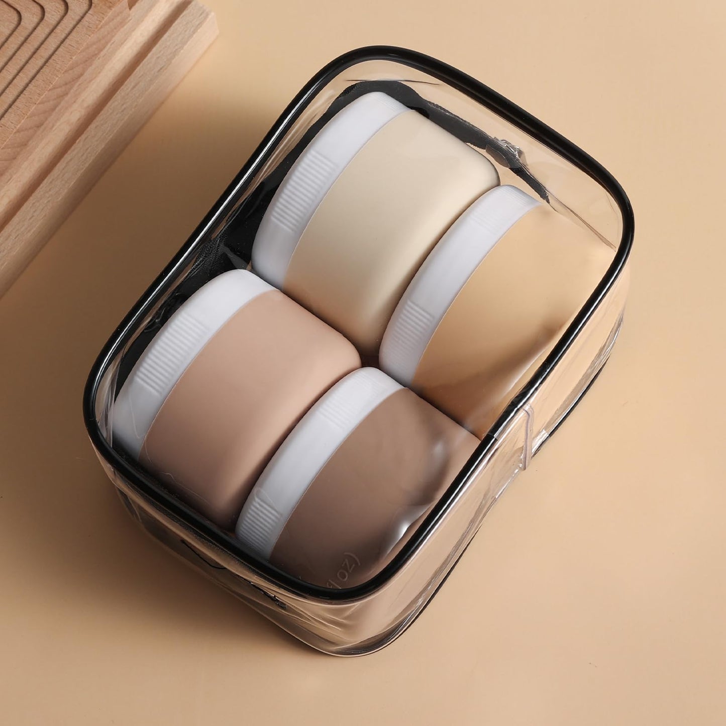 kuangre Travel Containers for Toiletries, Silicone Cream Jars BPA-Free, Leak-proof 2oz Travel Size Containers, Portable Size Silicone Jars with Lid for Cosmetic Face Hand Body Cream (4 Pack)