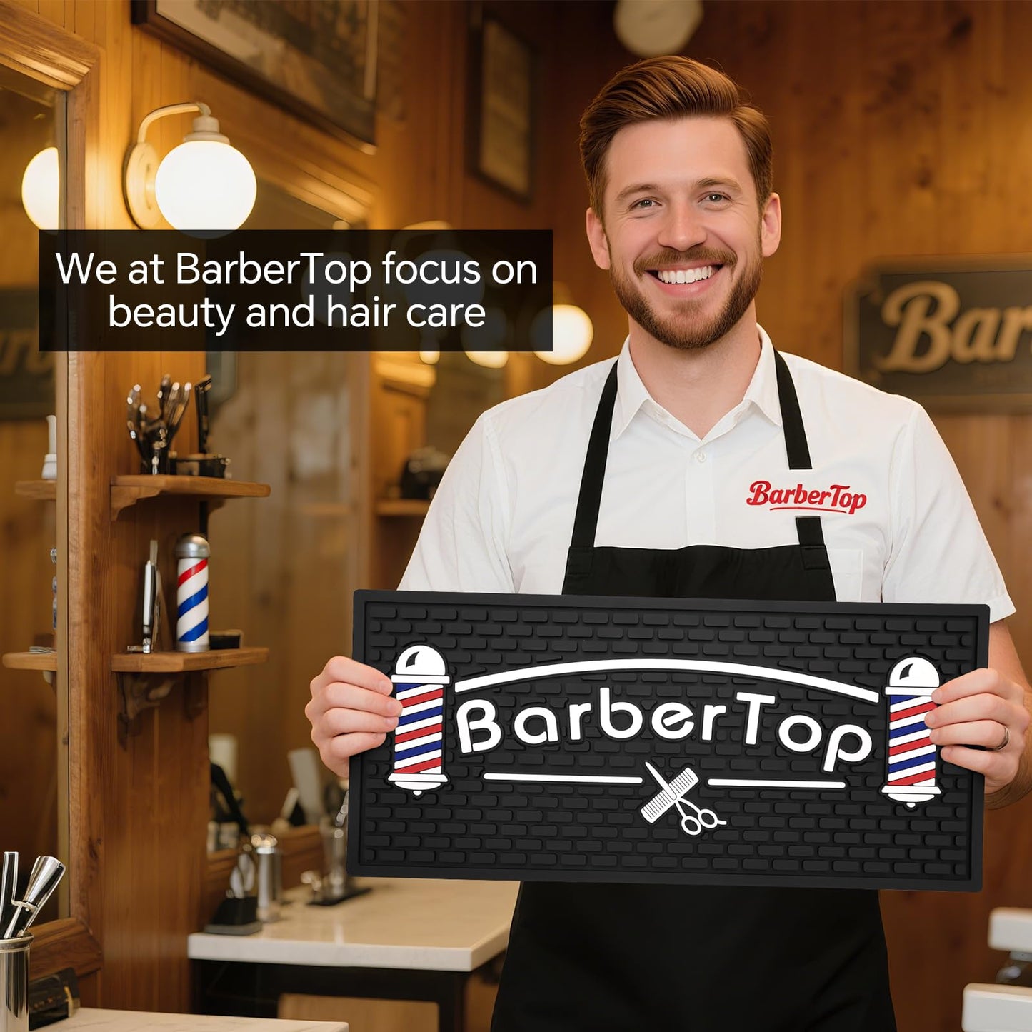Barber Mats for Clippers, Heat Resistant Anti Slip Hair Salon Service Mat, Rubber Barber Station Mat for Hair Styling Tools, Countertop Protector Pad for Electric Clipper, Scissors, Hair Clip
