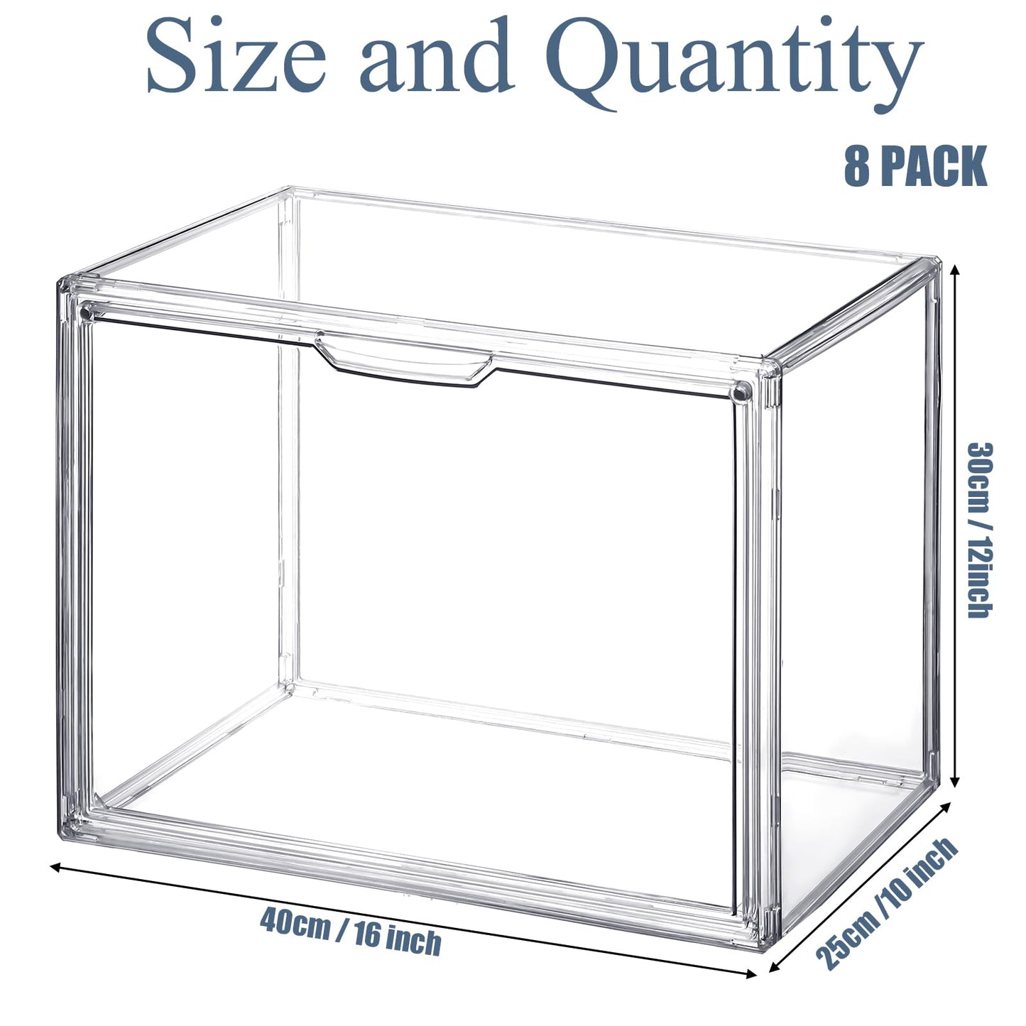 Geetery 8 Pack Purse Organizer for Closet Clear Large Acrylic Display Case Handbag Purse Storage Box with Magnetic Door Plastic Stackable Storage Bin for Collectibles Book Figure Backpack