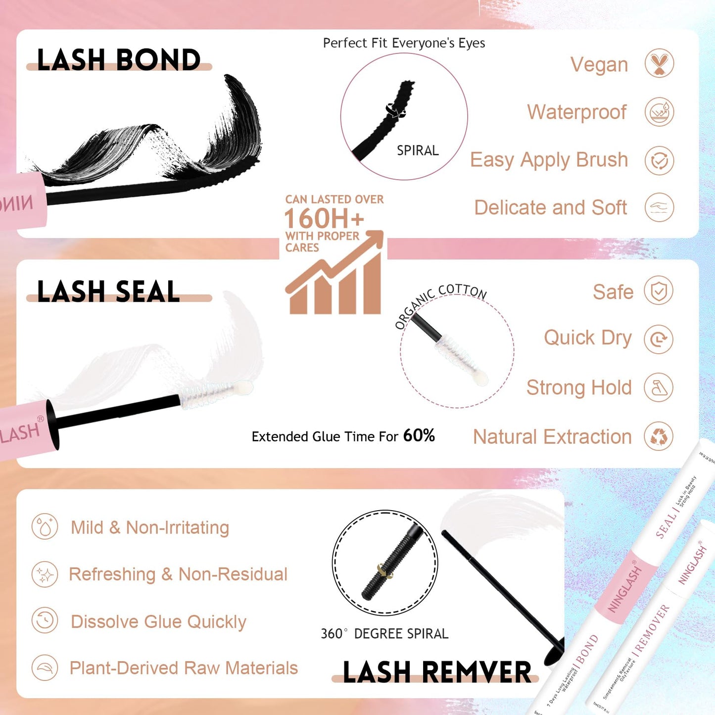 NINGLASH Royale Lash Clusters Kit Wispy DIY Eyelash Extension, 2 Styles 154pcs Individual Natural Lashes Spikes Cluster Eyelashes Lash Bond and Seal Remover Tweezer Comb Brush