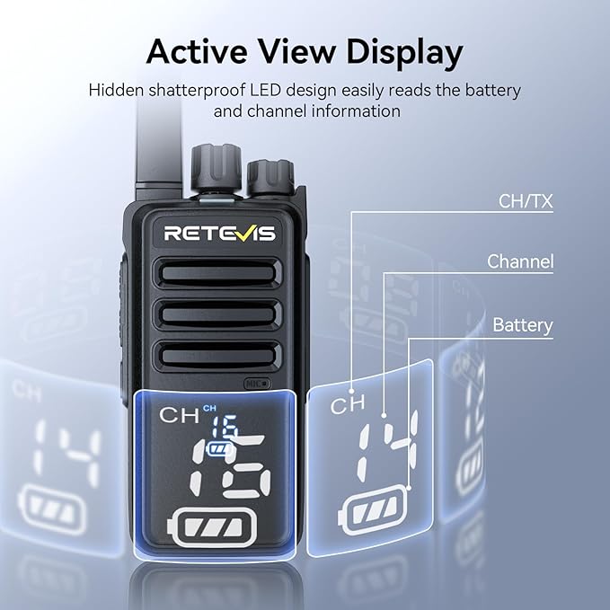 Retevis RT68H Walkie Talkies Long Range, Rugged 2 Way Radio with Earpiece, 1200mAh, Hidden Display, 9-Level Squelch, License-Free Two Way Radio(10 Pack with 10 Way Charger)
