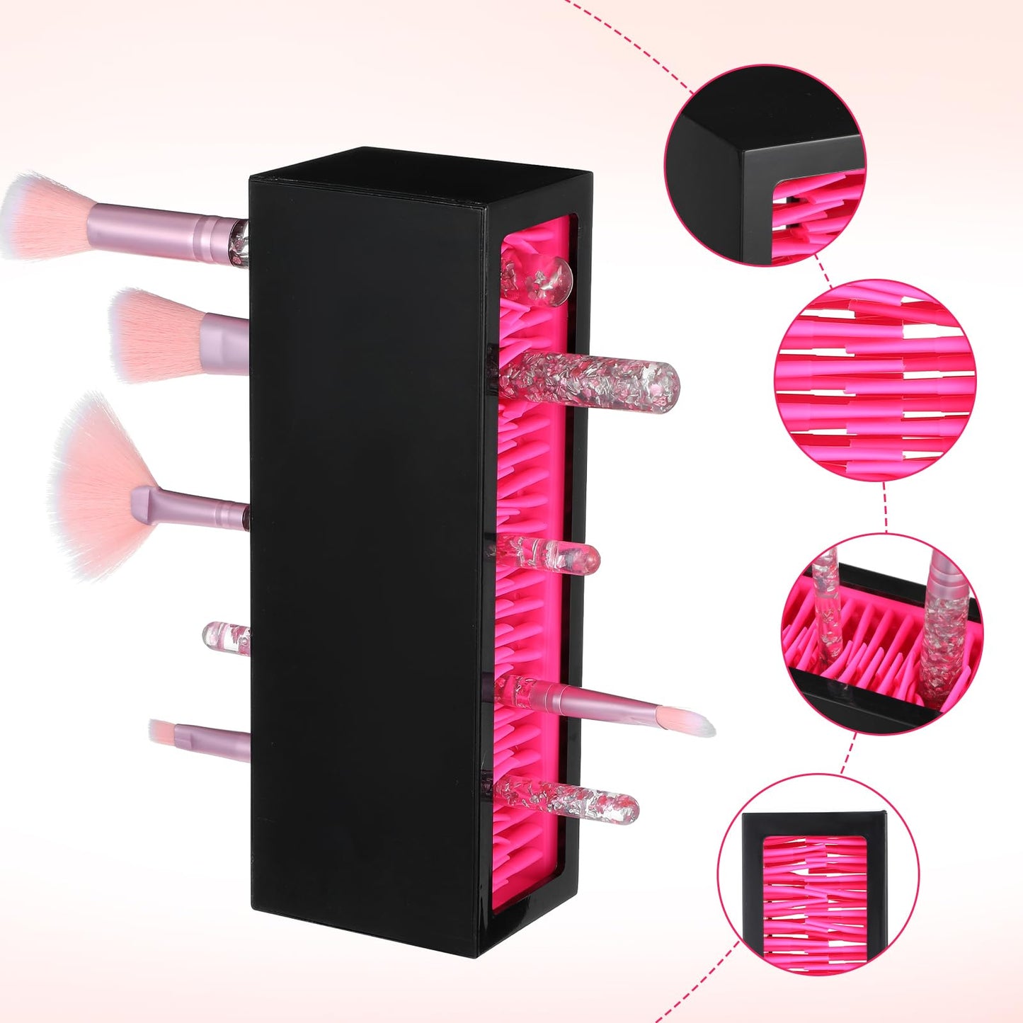 mekueeex 4 Pcs Makeup Brushes Holder Organizer, Silicone Vanity Air Drying Rack Display Storage for Brush, Eyeliners and More, Practical Cosmetic Tools Container