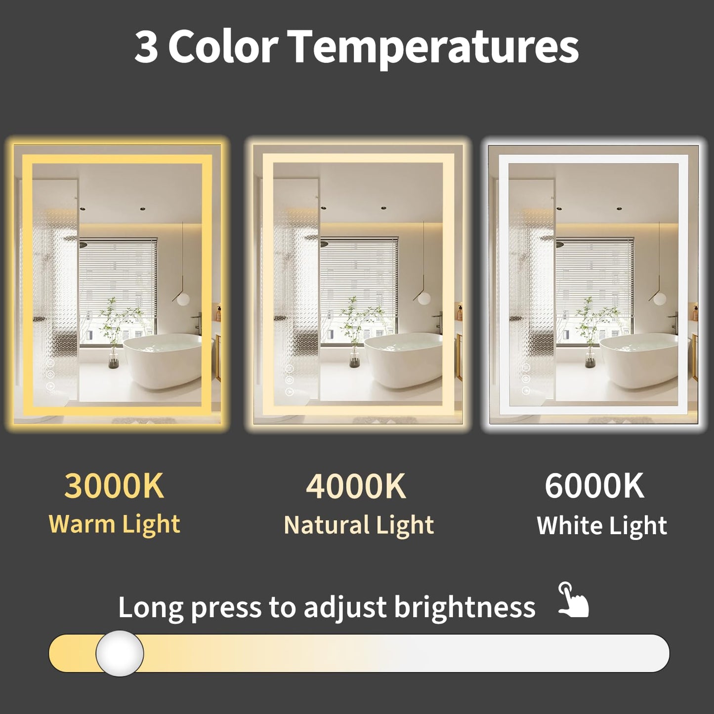 Koonmi 28"x20" LED Mirror for Bathroom, 90CRI Anti-Fog Vanity Mirror with Front and Backlight, Shatter-Proof Wall Mirror with Light, Easy Install Lighted Mirror for Modern Bathroom (IP65)