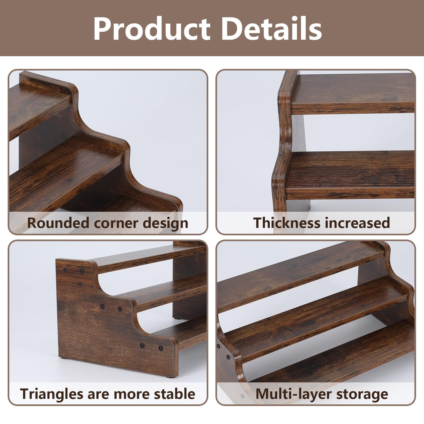 Cologne Organizer for Men, 3-Tier Wooden Perfume Organizer, Retro Style Makeup Organizer, Display Stand for Party, Makeup, Figures, Cupcake, Perfume, Dessert, Rounded Corner Anti-Collision, 13.8 in