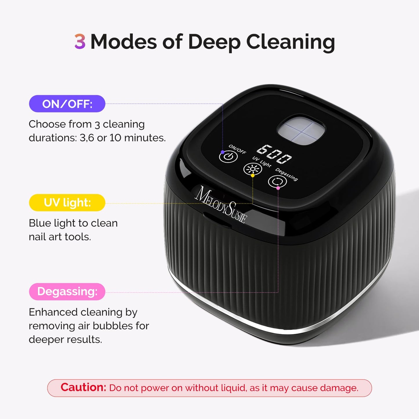 MelodySusie 2 in 1 Nail Tool Cleaning Machine, 3 Timers Mode for Nail Drill Bits, Nail Art Brush, Nail Clipper, Jewelry Cleaning, Salon & Home Use,Black,DL-160