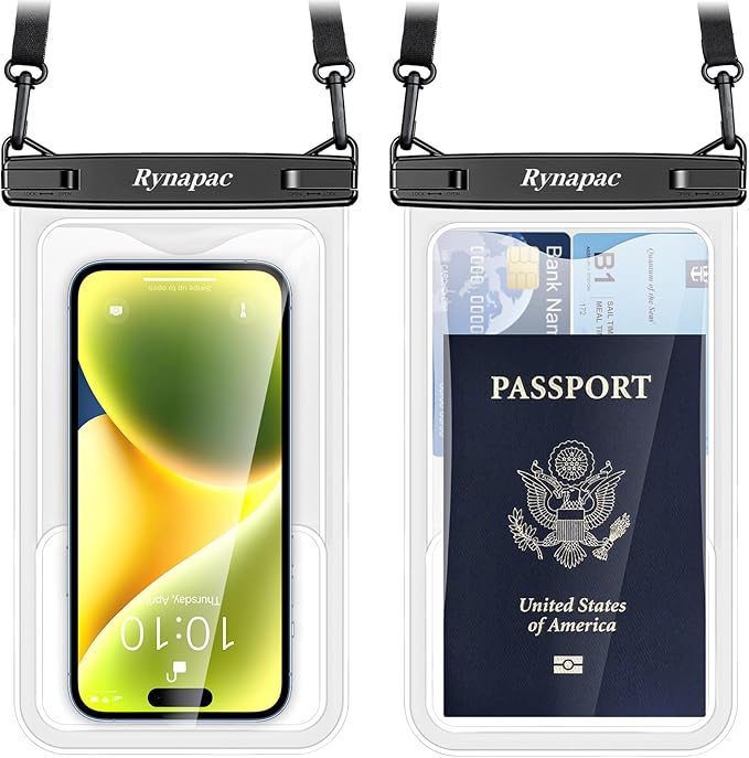 Waterproof Phone Pouch - 8.5in Waterproof Phone Case with Lanyard, IPX8 Cell Phone Dry Bag Beach Essentials for iPhone 17 16 15 14 Pro Max, Galaxy S25 S24 Series, 2 Pack